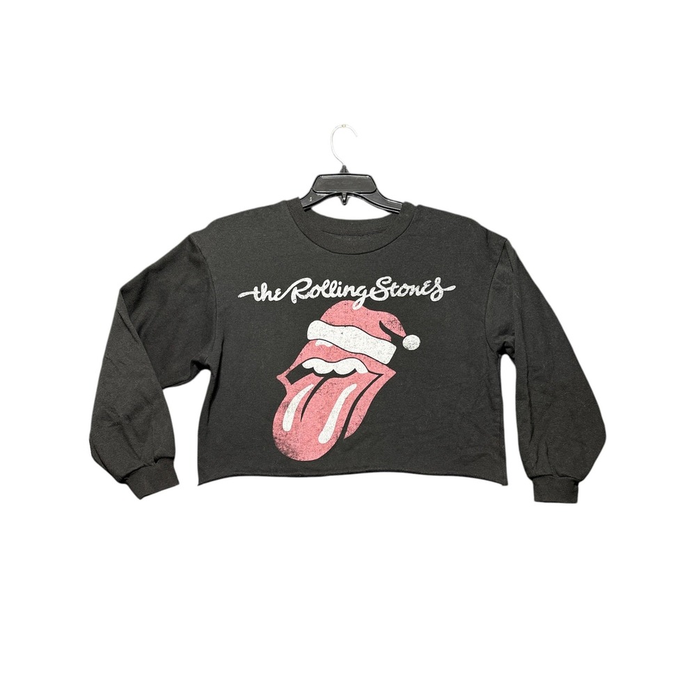The Rolling Stones Sweatshirt Women Large Black Christmas Santa Tongue